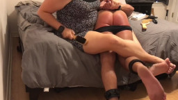 Locked in place for bare butt OTK hairbrush and paddling